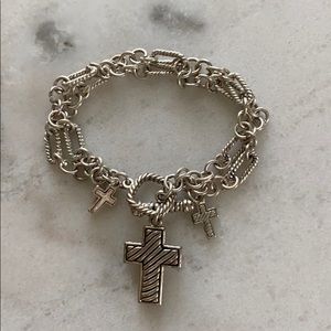 Cross Charm Bracelet - Silver